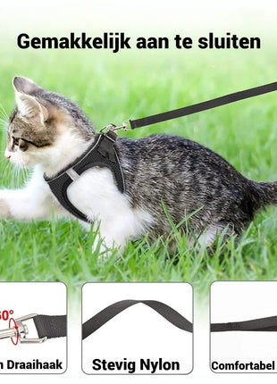 Kattenharnas met Riem Inclusief Tag + Tagcase geschikt voor Android Find My