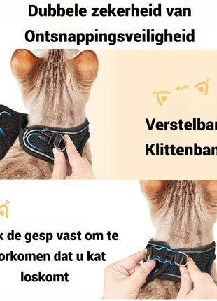 Kattenharnas met Riem Inclusief Tag + Tagcase Geschikt voor Apple Find My