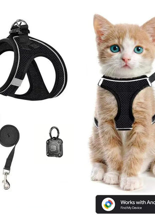 Kattenharnas met Riem Inclusief Tag + Tagcase geschikt voor Android Find My