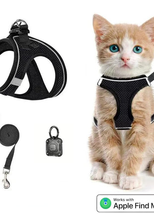 Kattenharnas met Riem Inclusief Tag + Tagcase Geschikt voor Apple Find My