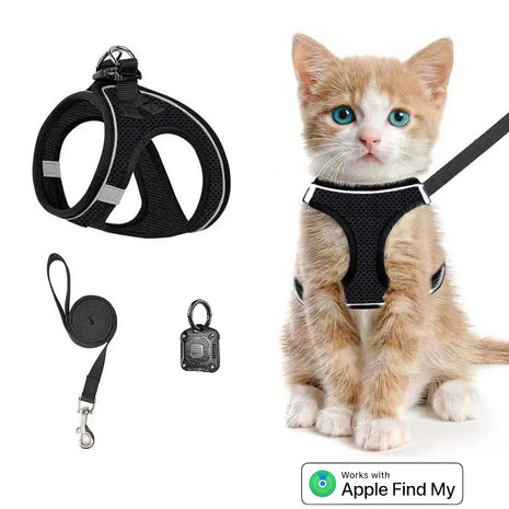 Kattenharnas met Riem Inclusief Tag + Tagcase Geschikt voor Apple Find My